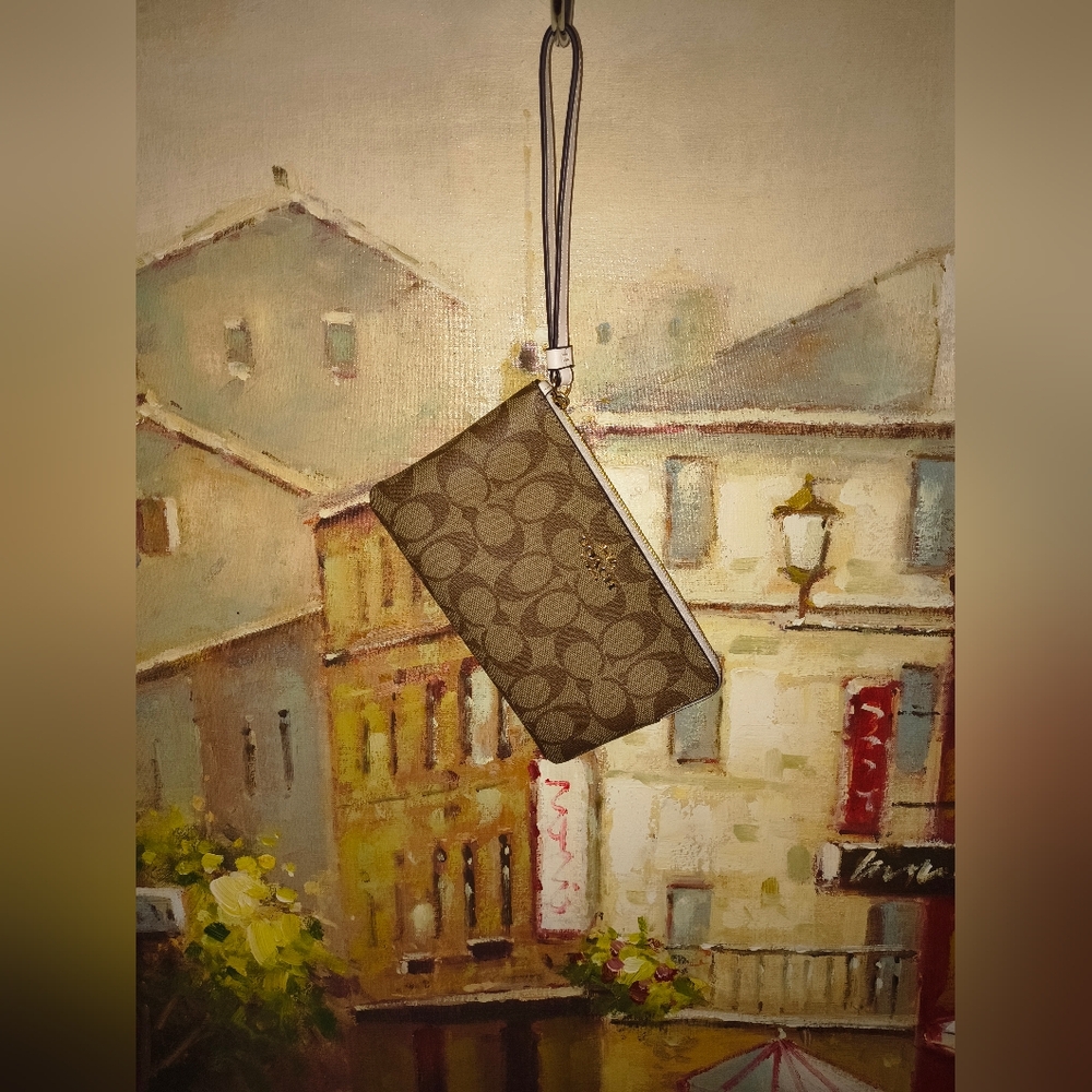 Coach Brown Signature Wristlet